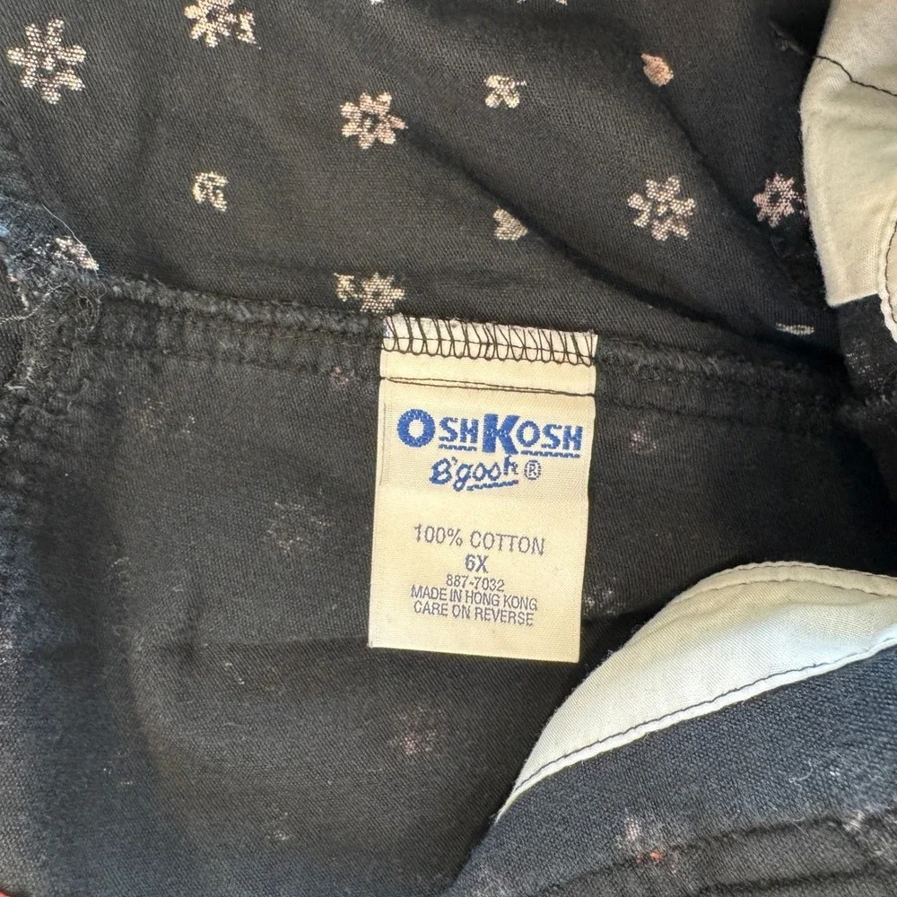 OshKosh Bgosh Black Corduroy Floral Heart Overalls Girls 6X Vestbak 90s EUC